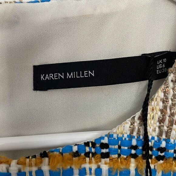 New Karen Millen Tweed Sheath Dress with Fringe - Picture 3 of 7